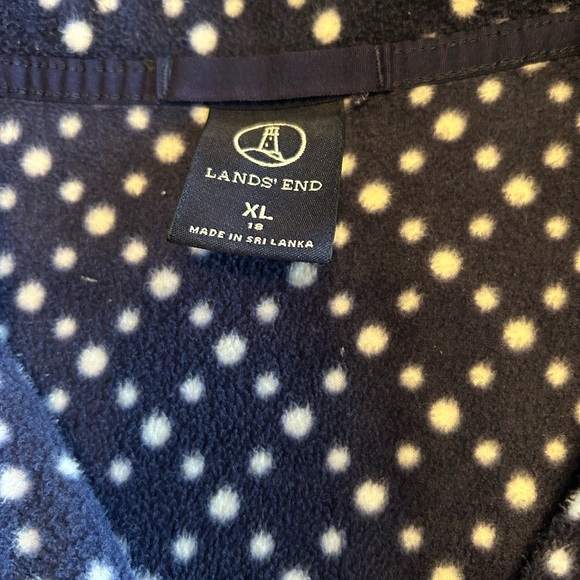 Lands End Navy Blue Patterned Polka Dot Quarter Zip - Picture 2 of 4